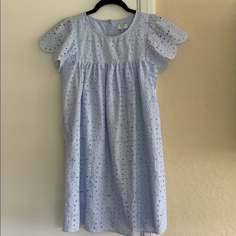 Girls Crown & Ivy light blue eyelet dress